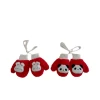 National trend children's halter-neck gloves, winter children's finger-lined with fleece red drawstring gloves, boys' and girls' New Year warm gloves Item Picture