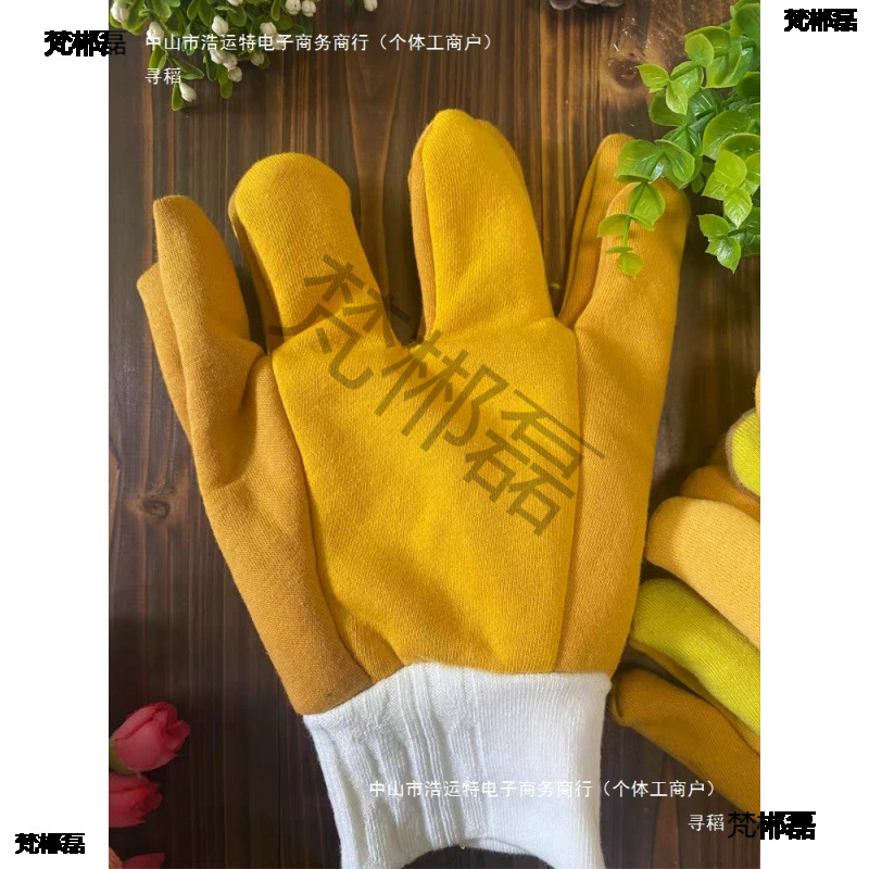 Cotton labor protection gloves, thickened three-line fleece gloves, heat-insulating, heat-resistant and wear-resistant, for mechanical valve repair and heavy industry Specification image