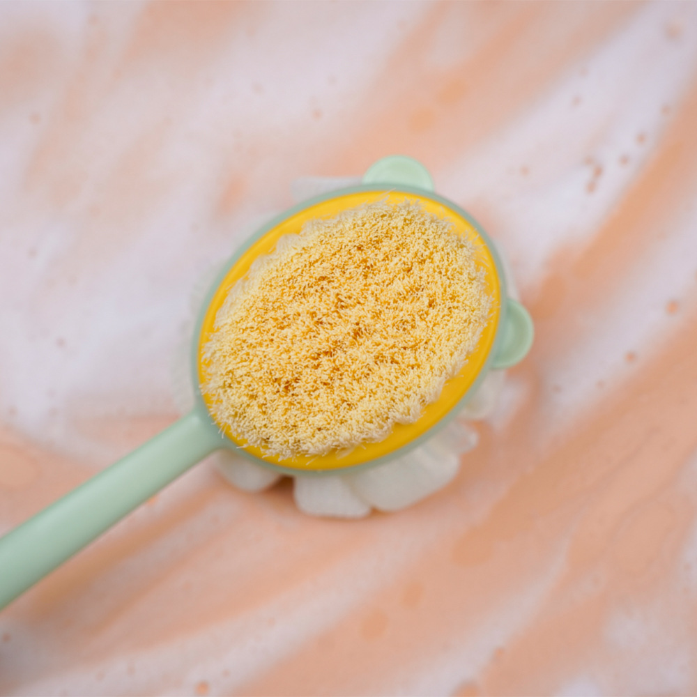 Double-Sided Bath Scrub Bath Brush Long Handle Soft Bristle Bath Brush Detachable Bath Towel Bath Ball Powerful Back Scrub Brush Specification drawing