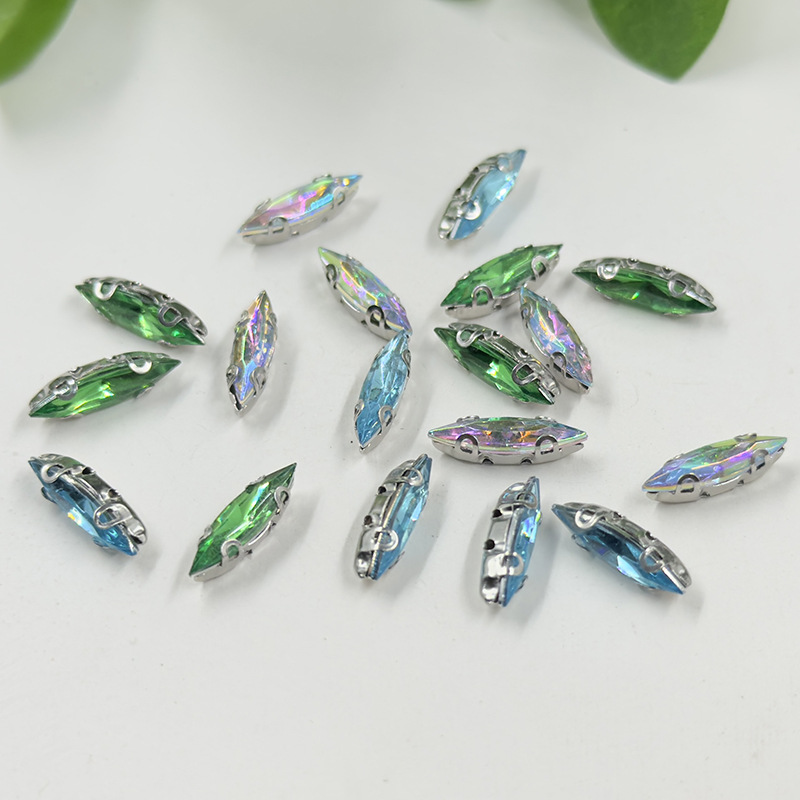 4*15MM亚克力细长型马眼单爪 手缝钻DIY异形水晶服装配件手工爪钻