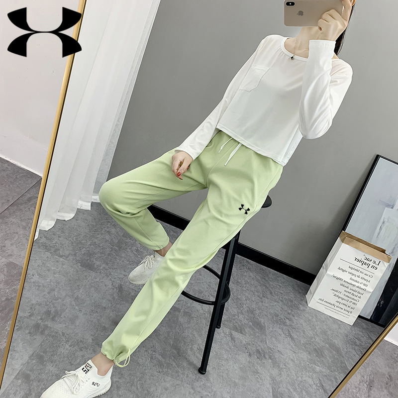The LOGO can be added. Autumn and winter women's pure cotton tight-fitting Harem pants, large-sized sportswear pants, women's running and yoga pants are trendy details Picture