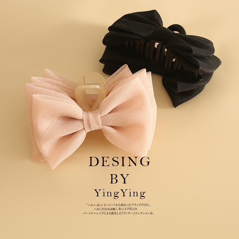Yiwu Factory Hair Accessories Headwear On The Run Princess Hair Grab Clip Bow Hair Clip Shark Clip High-Grade Spot Wholesale details Picture