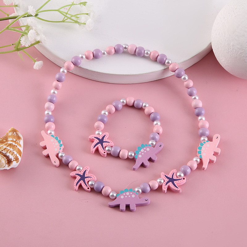 New Korean Version Of Children's Wooden Bracelet Bracelet Necklace Girl Diy Jewelry Decoration Set Wholesale Manufacturers Direct Supply details Picture