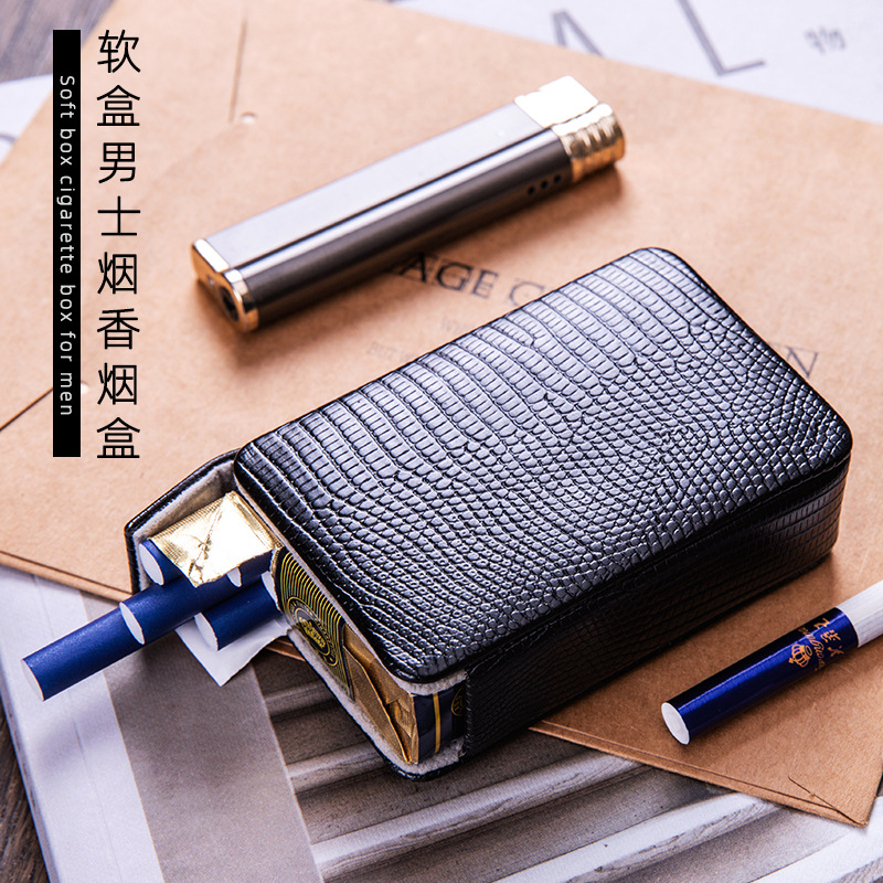 厂家批发抖音外贸皮革烟盒创意PU皮烟盒皮制烟盒套男女士烟包防压