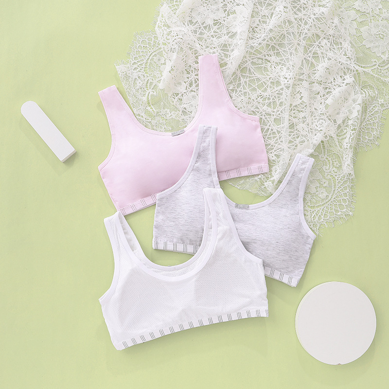 Girls' vest underwear new non-underwire growth period fixed cotton pads to prevent naked student girls bra Specification drawing