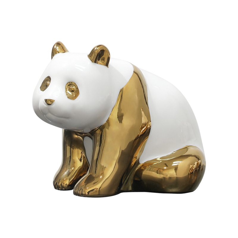简约电镀可爱熊猫摆件