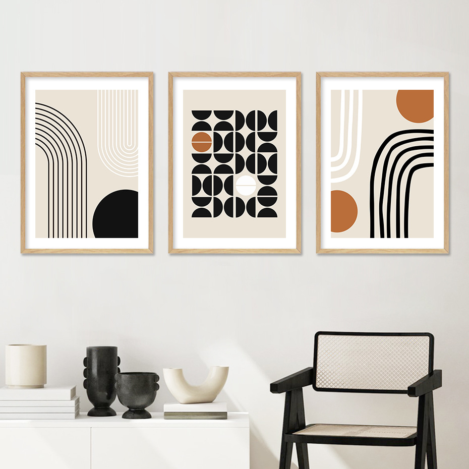Modern Simple Living Room Decorative Painting Line Abstract Art Sofa Background Wall Hanging Painting Advanced Sense Atmosphere Combination Painting Specification drawing