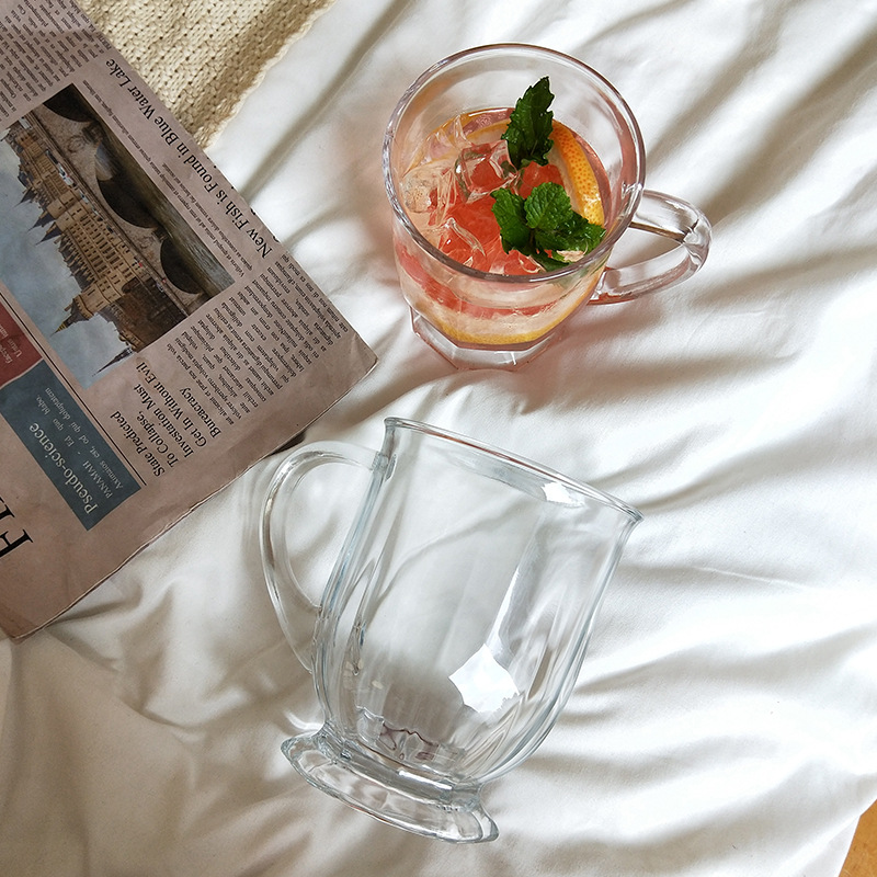 Purr Big Mouth Cup Web Red Glass With Handle Large Capacity Milk Drink Juice Glass Ins Wind Application Scenario