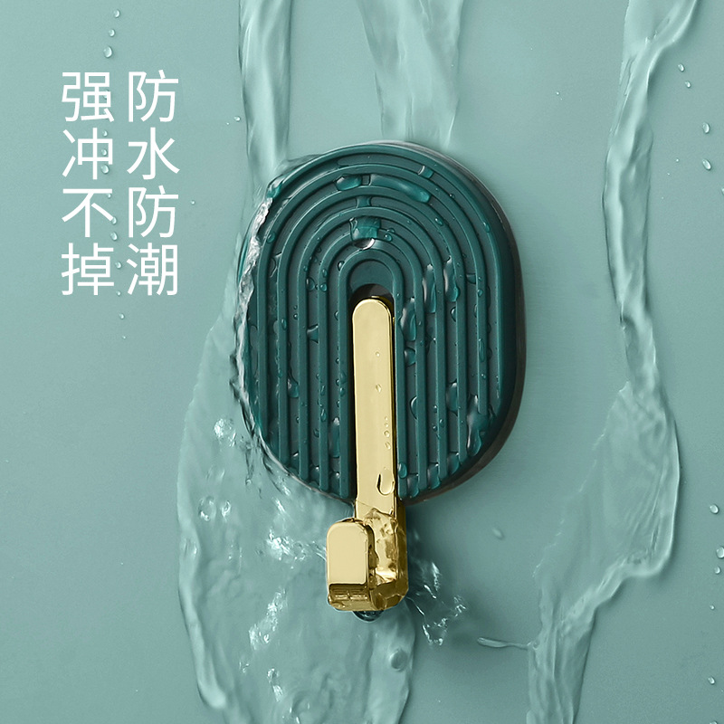 Yz5080 Hook Non-Punching Self-Adhesive Multi-Functional Towel Bathroom Hook Traceless Hook Light Luxury Door Back Bag Hook Application Scenario