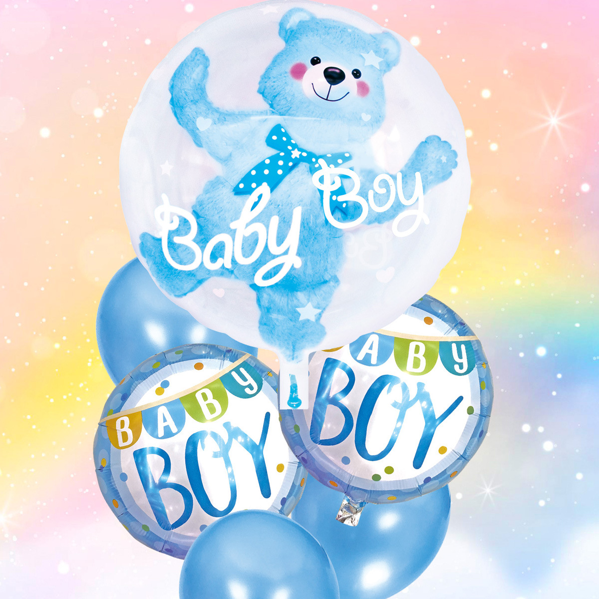 Cross-border Little Bear Boy and Girl Ball Middle Ball Aluminum Film Latex 6-ball Set Birthday Decoration and Arrangement Premium packaging details Picture