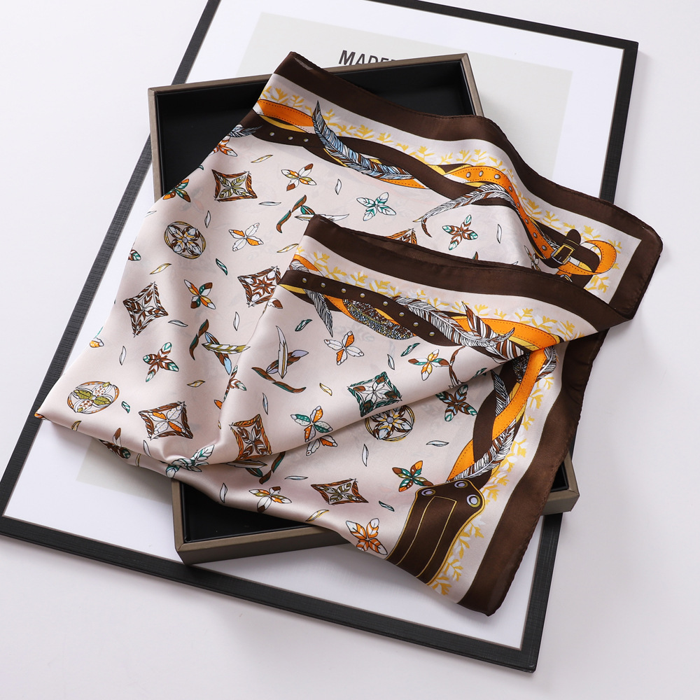 70 small square scarf retro three-dimensional letter printed silk scarf ladies new professional scarf satin scarf wholesale thumbnail