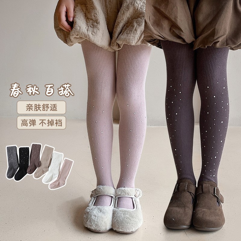 Spring and Autumn's new foreign trade bestsellers: Sparkling Diamond Starry Sky Soft cotton pantyhose, thin vertical high-elasticity tight-fitting pantyhose for little girls details Picture