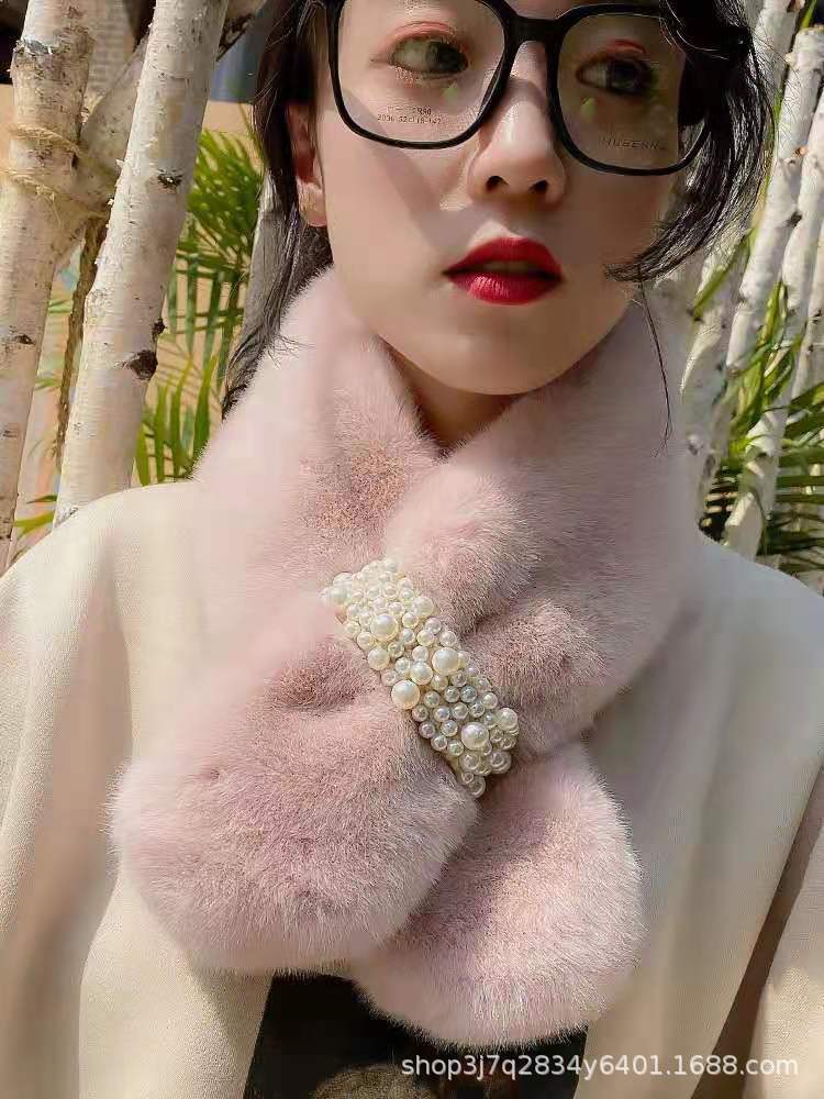 Women's Korean-style plush warm winter imitation rex rabbit fur collar 2020 new style Internet celebrity scarf Application Scenario