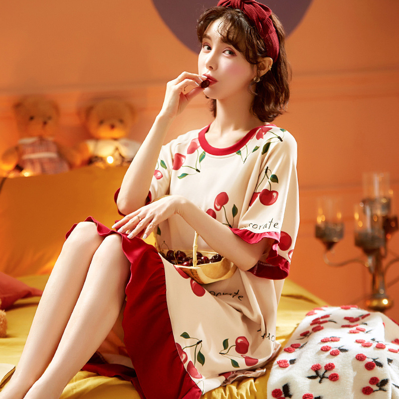 Summer women's pajamas, sexy halter sets, popular home wear for teenage girls, pure cotton nightgowns, silk-like silk details Picture
