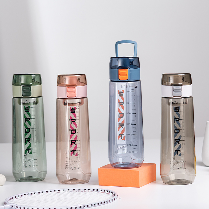 Yachile sports plastic cup Men's Summer large-capacity outdoor portable scale jumping lid direct drinking water cup