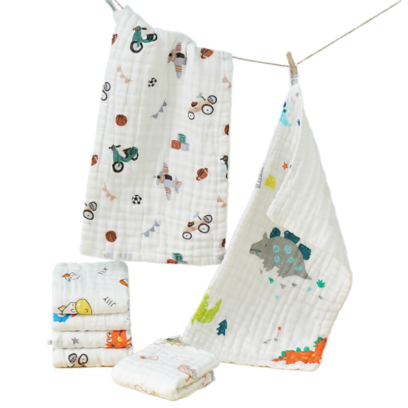 Six Layers Of Gauze Children's Towel Cotton Baby Baby Child Towel Class A 25*50 High-Density Saliva Towel Cartoon Small Handkerchief Item Picture