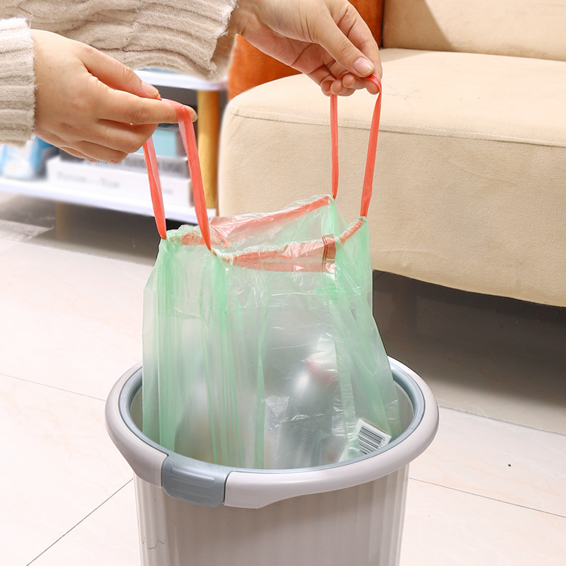 自动收口抽绳垃圾袋家用厨房手提式加厚一次性黑色大号实惠塑料袋细节图