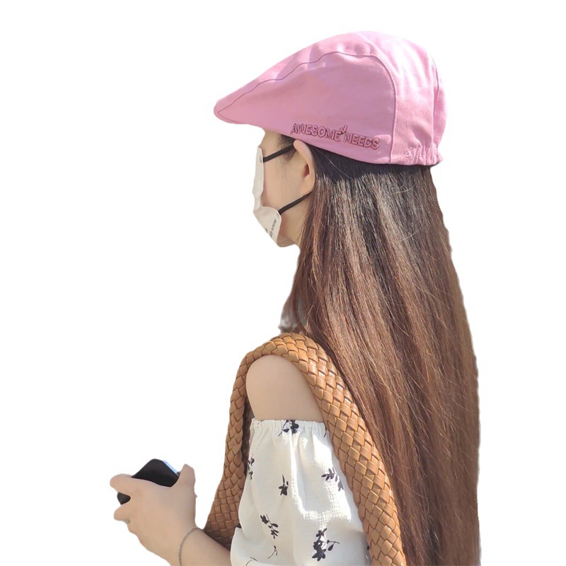 New fashionable embroidered front cap for children, spring and summer thin retro beret, street casual painter cap Item Picture