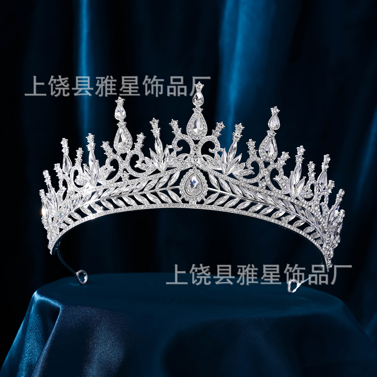 New diamond silver princess headwear, grand wedding dress, super glittering crystal, luxurious goddess bride wedding crown Specification image