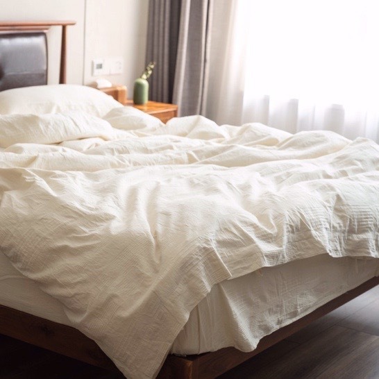 Non-Dyed Cotton Primary Color Plain Pure Cotton Washed Cotton Four-Piece Original White Jacquard Fold Naked Bed Set details Picture