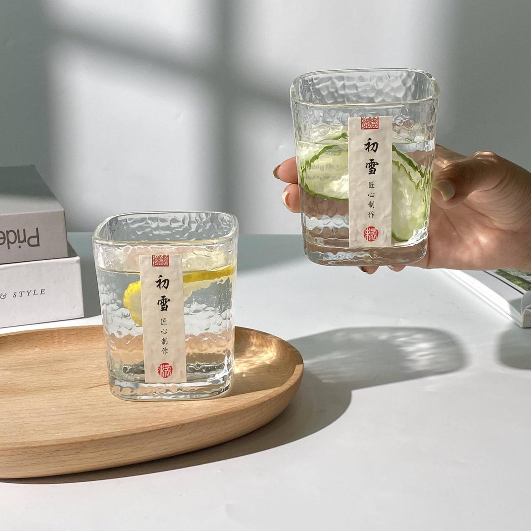 First Snow Hammer Pattern Cup Tumbler Tumbler Thickened Cup Simple Cup High Appearance Level Universal Cup Minority Cup Cup Transparent details Picture