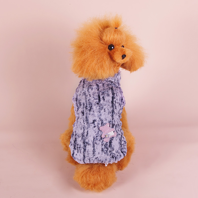 Pet clothing: Cute cartoon bear, versatile cat coat, long velvet thick and warm for autumn and winter, dog cotton-padded clothes and accessories