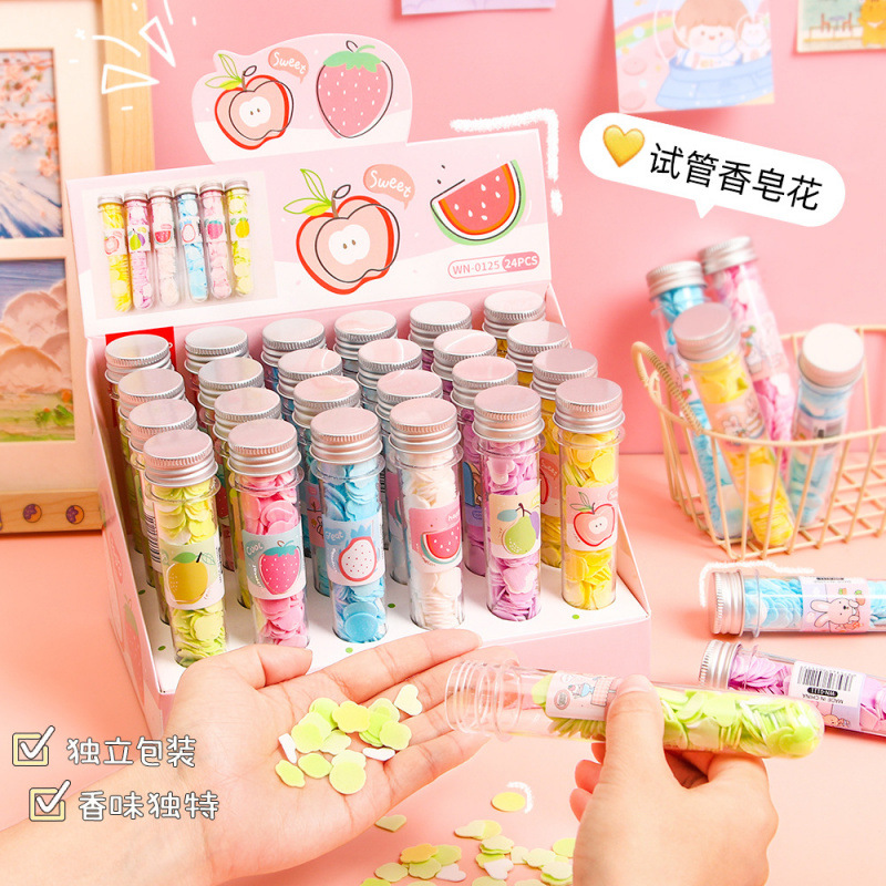 一次性香皂片旅行瓶装洗手片试管批发儿童便携户外迷你花型肥皂片