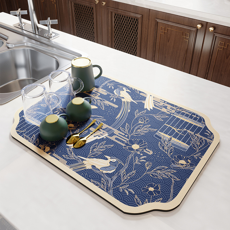 厨房台面沥水垫硅藻泥吸水垫桌面餐具干燥垫杯垫免洗桌垫吧台垫子详情图1