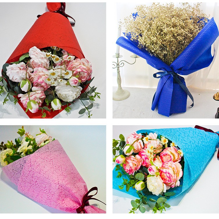 Estampado no tejido floral bouquet de flores paquete de papel papel floral día de san valentín diy material de florista arte floral embalaje de flores Specification image