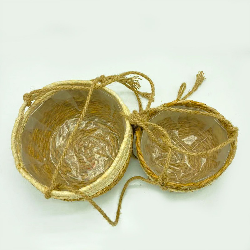 Manufacturers Directly For Hand-Woven Hanging Basket Pot Hanging Garden European Creative Cotton Rope Hanging Basket Potted Grass Pot Application Scenario