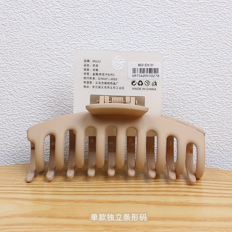 High-end rubber paint large grabber, simple coffee-colored hair clip, barcode hair accessory, shark clip at the back of the head Application Scenario
