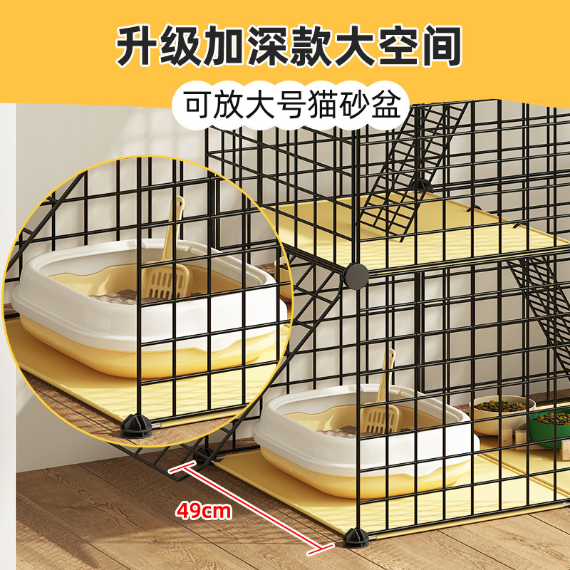 Pet cat cages, household indoor cat supplies, double-layer cat cages with toilets, two-layer small cat houses, cat beds Item Picture