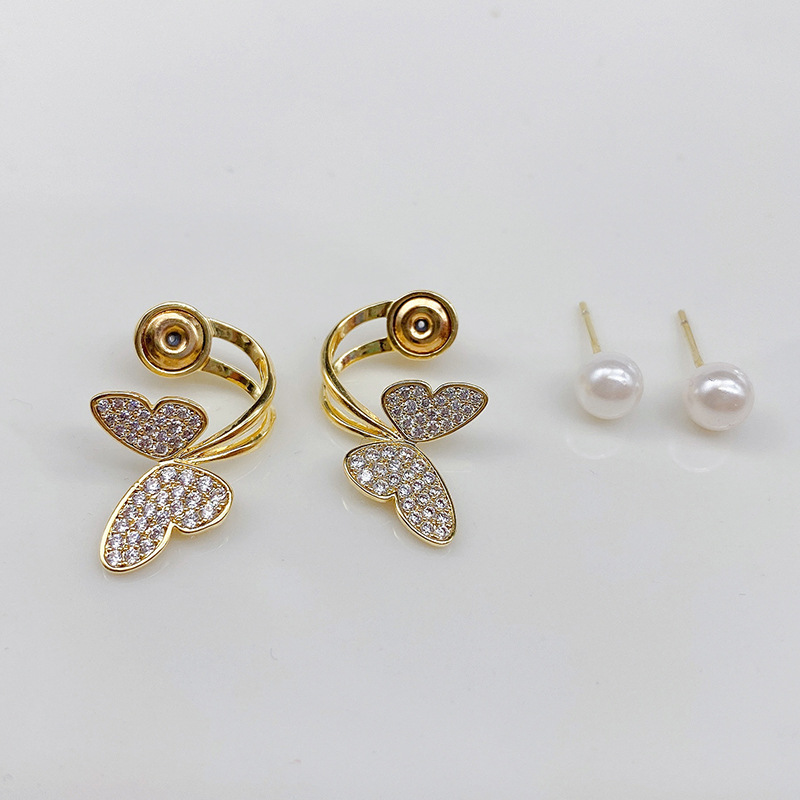 Obi's new butterfly pearl S925 silver needle high-grade earrings wholesale temperament fashion women earrings all match details Picture