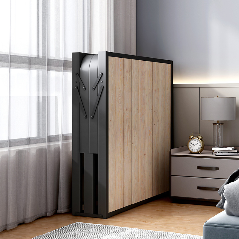 Office lunch break bed sheet, folding bed for people, household solid wood board, simple iron bed for adults, 1.2-meter companion double bed Application Scenario