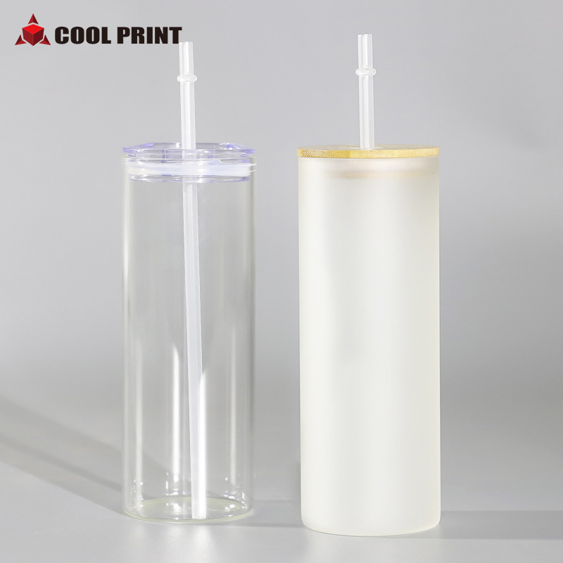 Heat transfer printing 20oz straight straw glass cup, 20oz frosted cup wholesale transparent portable gift men's and women's water cups Item Picture