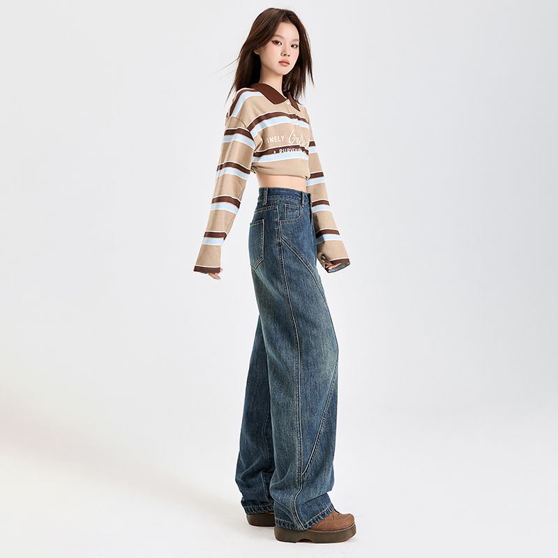 The new fashion trend of jeans for women in 2025: high-waisted, slimming, retro and beautiful, dollar style, straight leg, wide legs details Picture