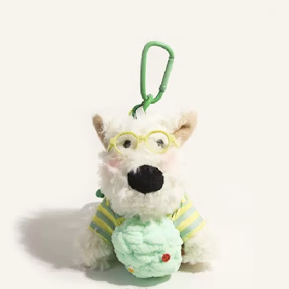 Cute and messy puppy plush pendant, West Highland ice cream bag pendant, bag hanging decoration, best friend gift, car hanging Specification image