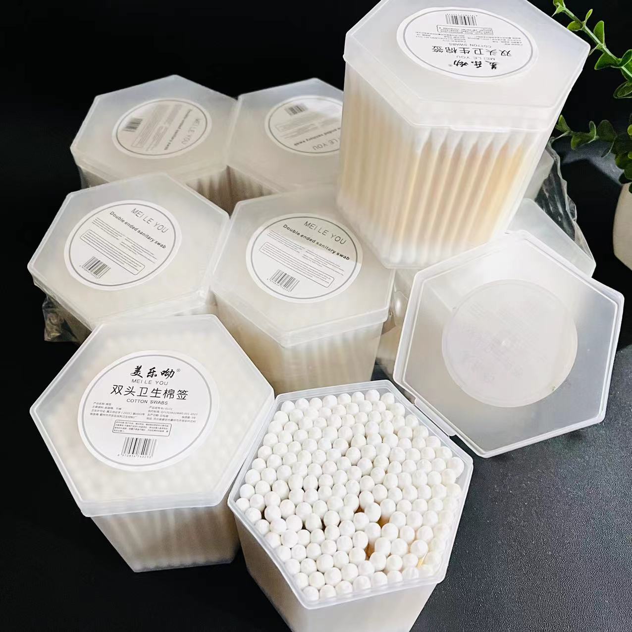 【 Zone 1-8 】 Hexagonal cotton swabs 6/ pack 240/ box Hexagonal box cotton swabs 2 yuan Large box cotton swabs Makeup and beauty double head 2 yuan store cotton swabs wholesale details Picture