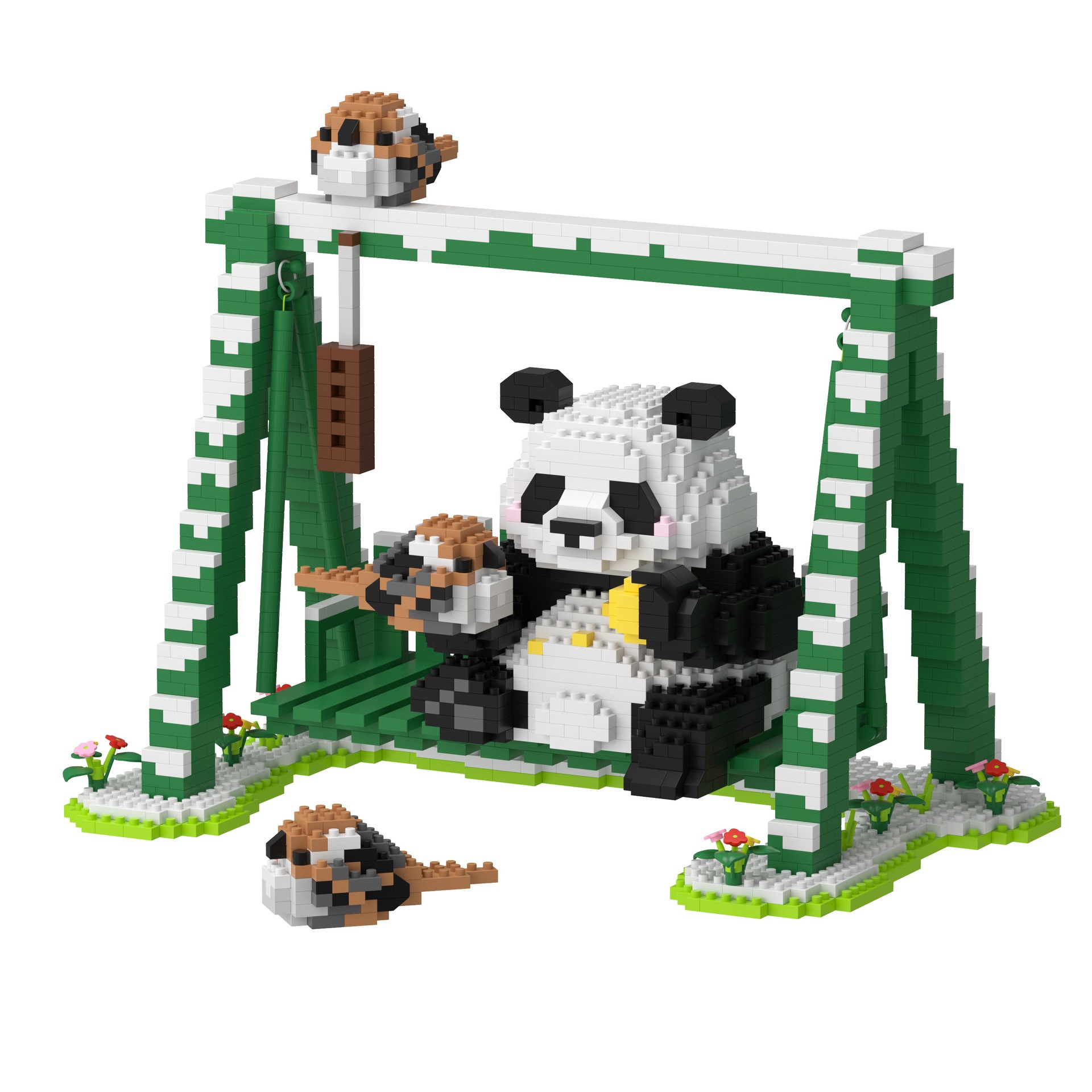 Compatible con lego tesoro nacional panda gigante flor oscilación de la flor modelo para niños montar bloques de construcción Item Picture