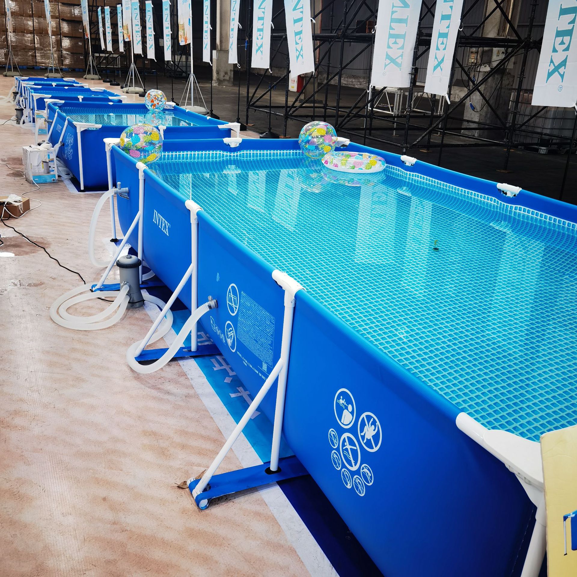 INTEX butterfly-shaped inflatable swimming pool square frame circular frame swimming pool family outdoor large water pool wholesale Specification image