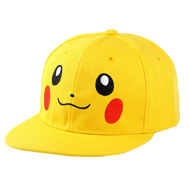 Europe And The United States Cross-Border Hot Sale Of Pikachu Parent-Child Flat Rim Baseball Caps For Men And Women Yellow Baseball Caps Can Be Drawn To Sample Application Scenario