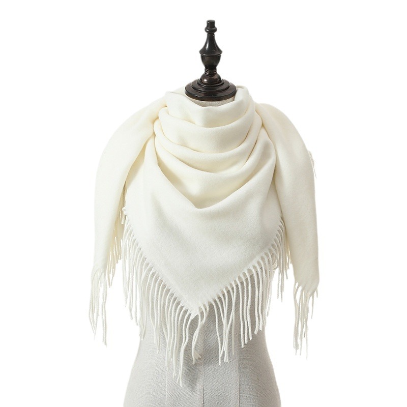 Korean Imitation Cashmere Scarf Square Scarf Women Autumn Winter 2024 New Solid Color Square Scarf Women Tassel Bib Shawl Wholesale Item Picture