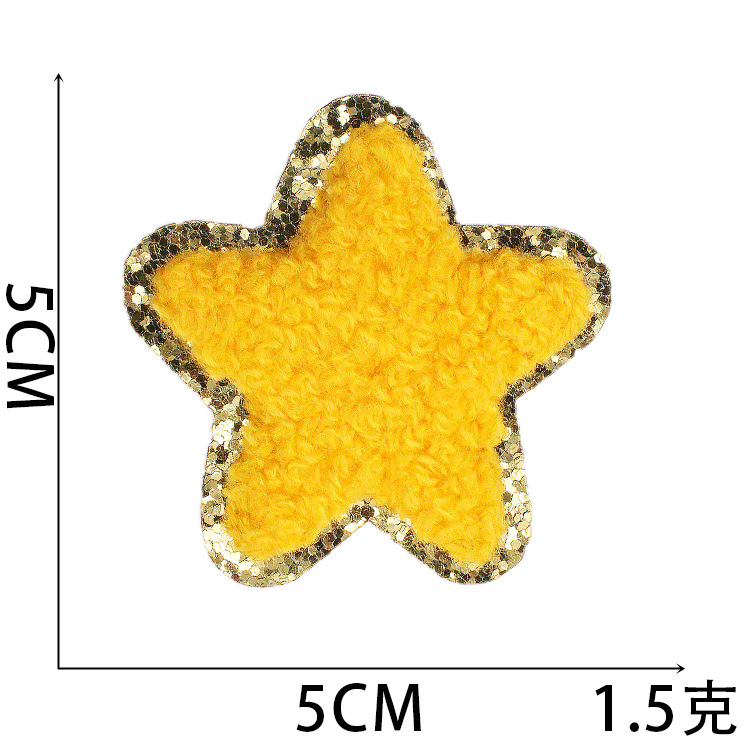 Xiao Tian Chenille Love Embroidery Cloth Patch Computer Embroidery Chapter Five-Pointed Star Towel Embroidery Patch Glitter Embroidery details Picture