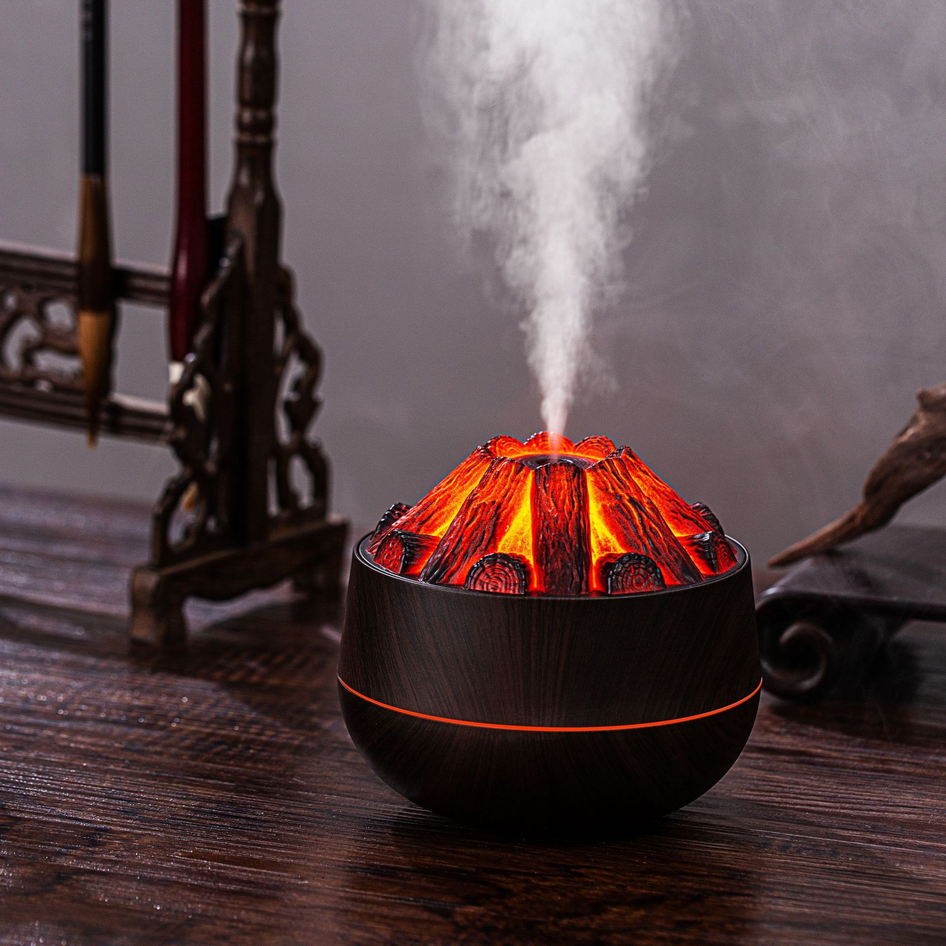 Creative simulation of carbon fire humidifier atmosphere lamp bedroom desktop USB portable aromatreatment humidifier details Picture