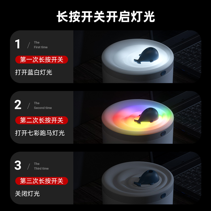 usb Blue Whale Humidifier, home thick fog, office desktop, large-capacity wireless air purifier, Aroma Diffuser Application Scenario