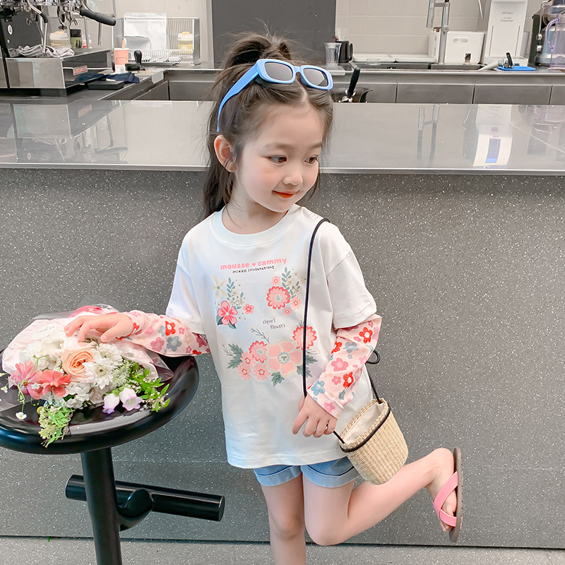 Niña camiseta de verano 2024 nuevo estilo mujer bebé vestido de verano manga de hielo ropa superior protector solar repelente de mosquitos T niños manga corta vestido de verano Specification image