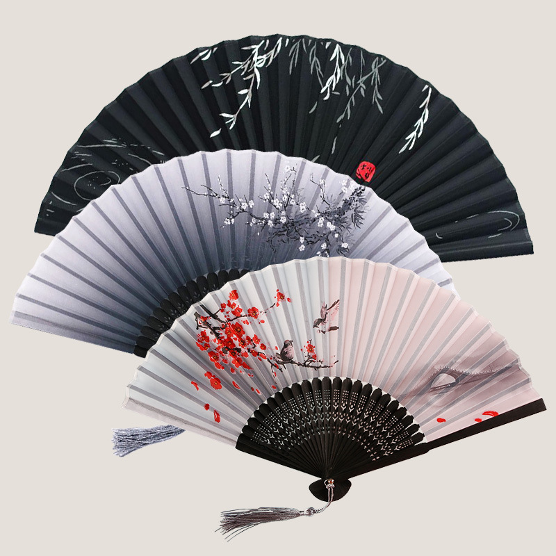 Folding Fan Bamboo Ancient Style Fan Hanfu Chinese Style Small Fan A Smile Fan Student Gift Fan