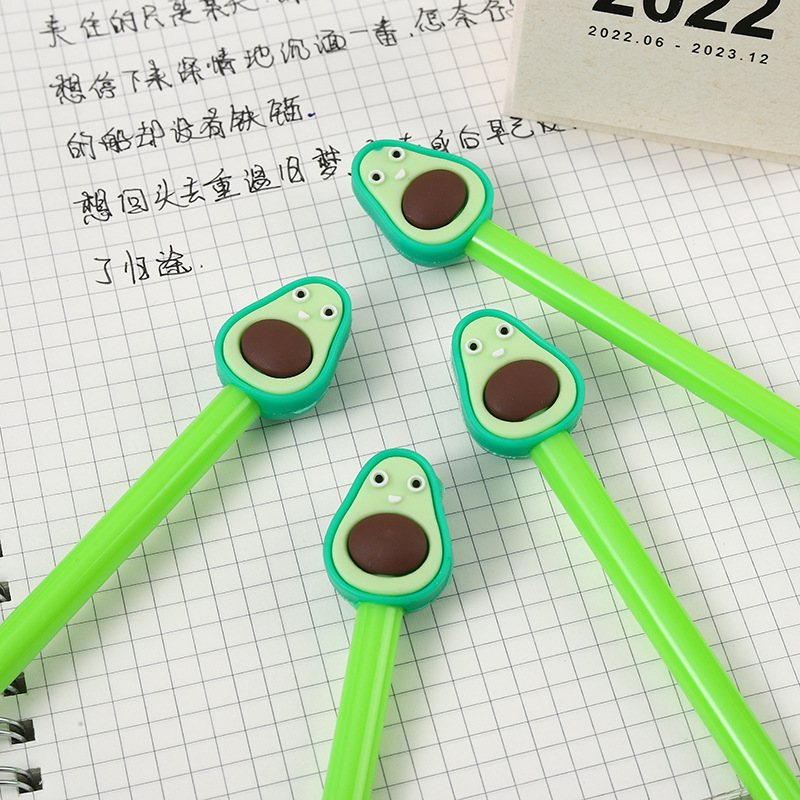 Creative Cartoon Soft Glue Avocado Shape Neutral Pen Student Cute Signature Pen Gift Pen Office Stationery Wholesale Specification drawing