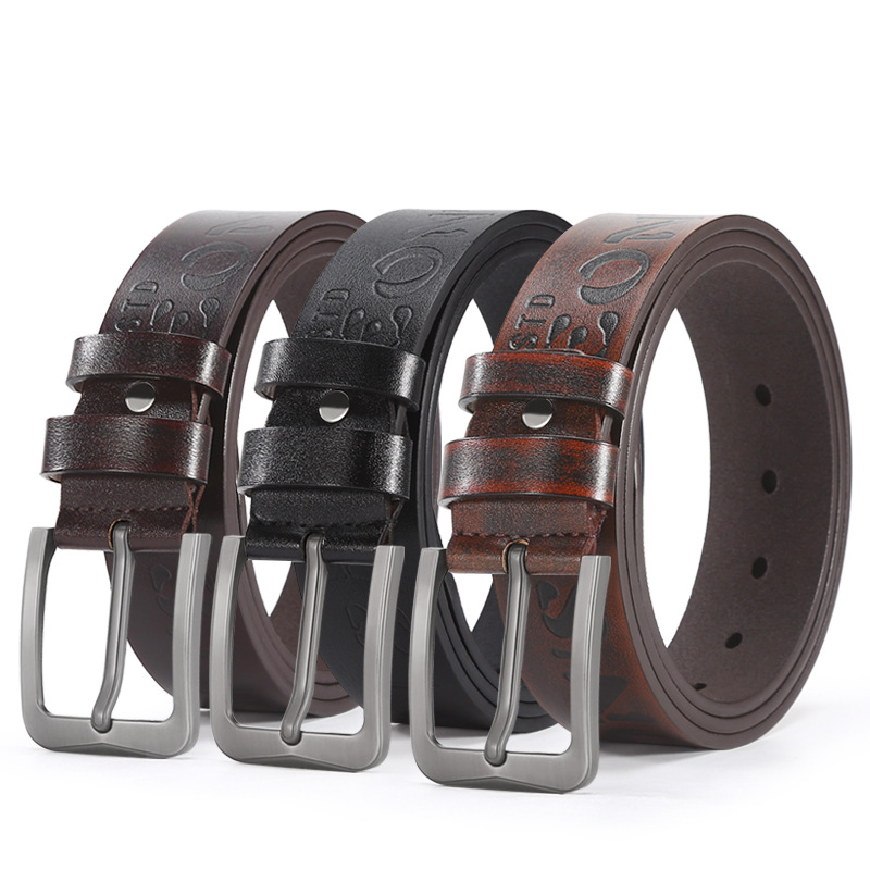 New Foreign Trade Men's Belt Wholesale Business Fashion Young Alloy 4.0U Pin Buckle Pu Belt Manufacturers Direct Supply