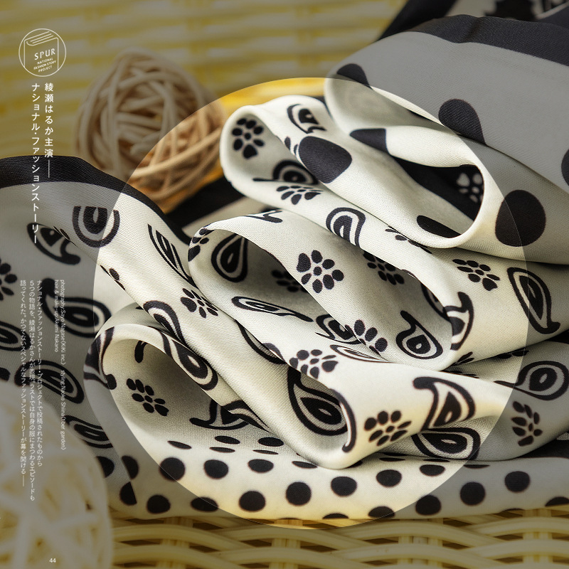 2023 New Imitation Silk Scarf Korean Version Gentle Plain Satin Long Silk Scarf Sweet Lady Long Hair Streamer details Picture
